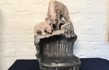Большой ночник Белые медведи керамика модерн